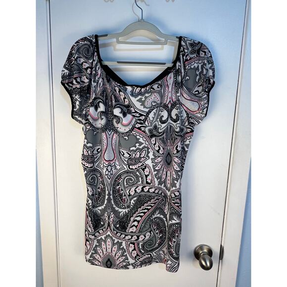 VTG Y2k Babydoll Blouse Size Large/XL Pink Black Whimsigoth Fairy Grunge - Picture 3 of 4